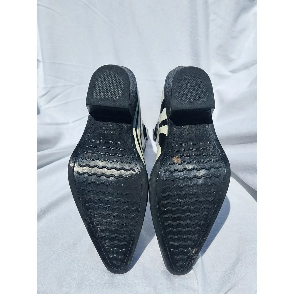 Corkys Zebra Print Rubber Cowboy Boots Black White Western Rain Boots Womens 8